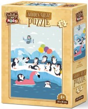 Дървен пъзел Art Puzzle от 25 части - Сладки пингвини